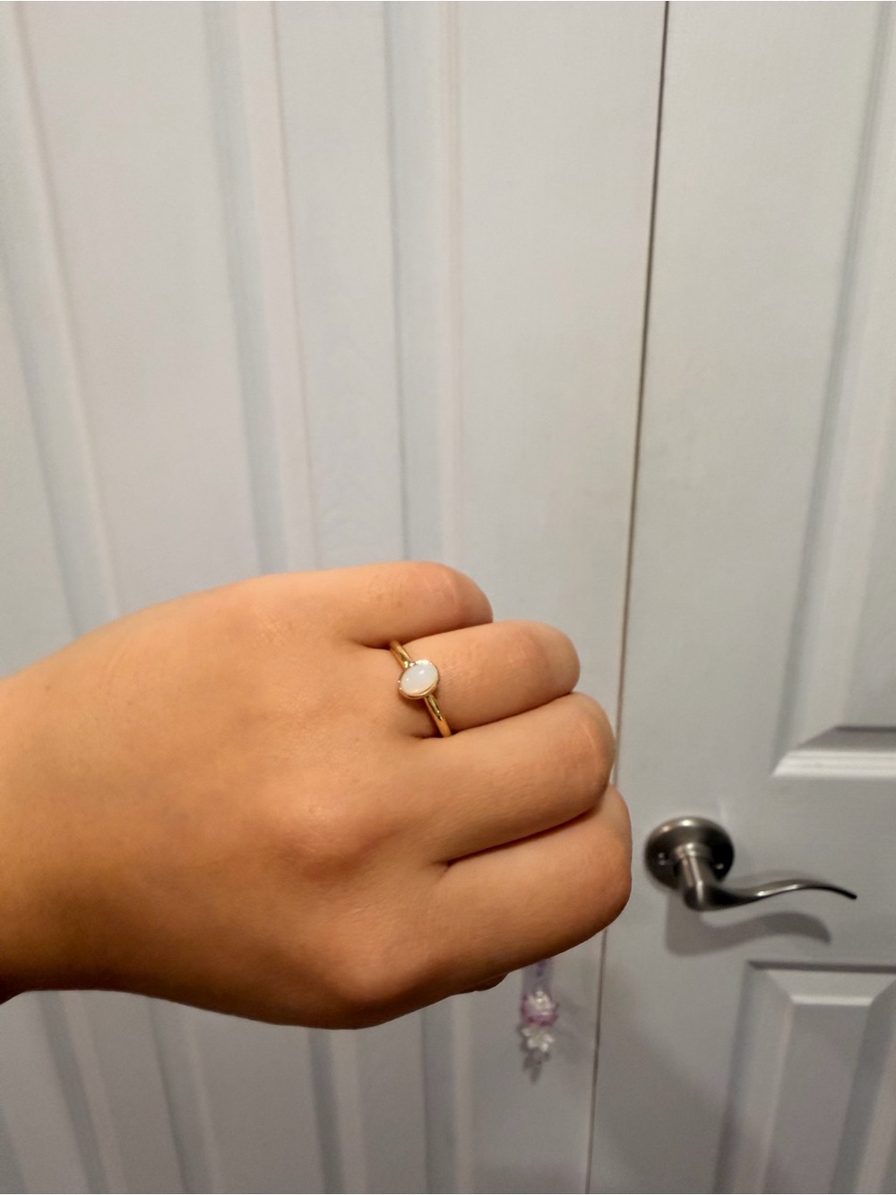Francesca's Collections Gold Ring with White Opal Stone